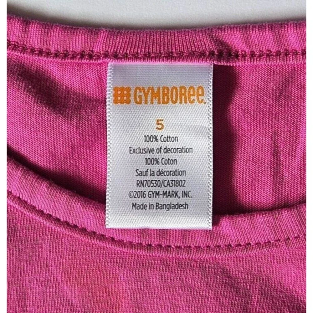 Gymboree Girls Long Sleeve Dress Round Neck Casual Fuchsia Heart Detail Size 5